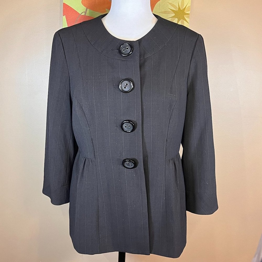 #34 Mac & Jac Sparkle Pin Striped Blazer, Black, Women's Size 10